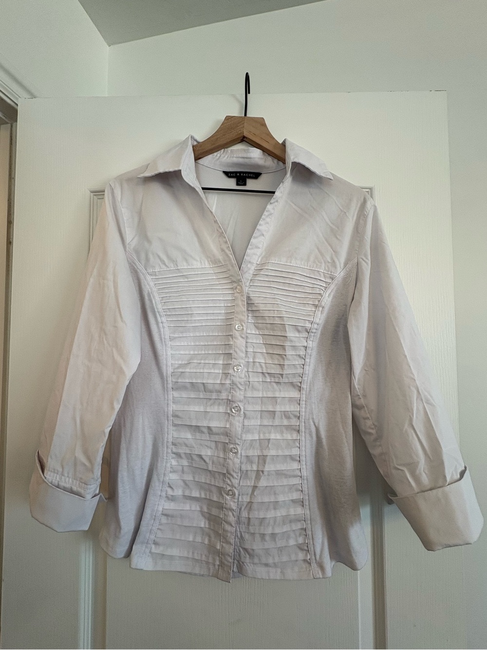 Zac & Rachel White Pintuck Button-Front Shirt